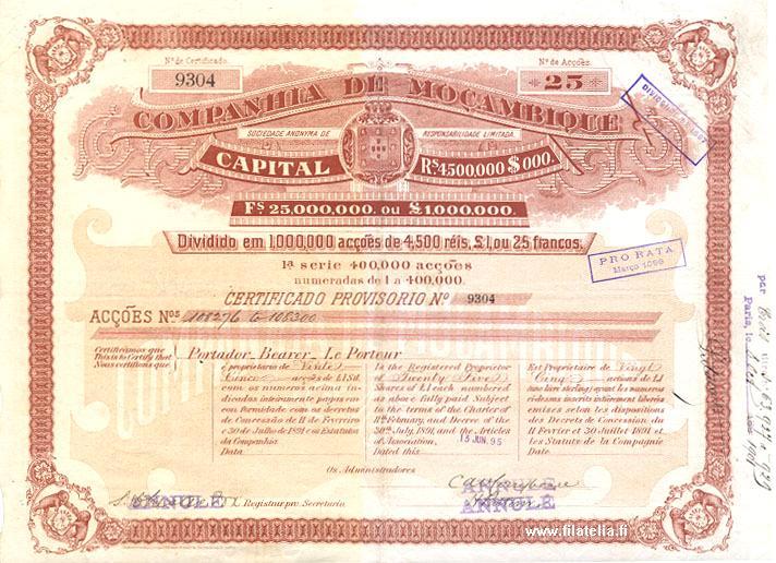 Companhia de Mocambique share certificate